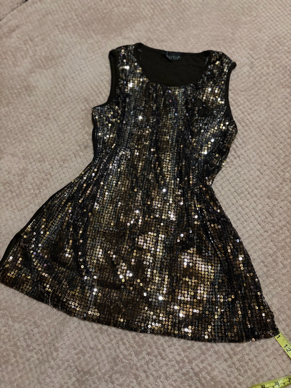 Carole Little Black and Gold Sequin Skater Skirt